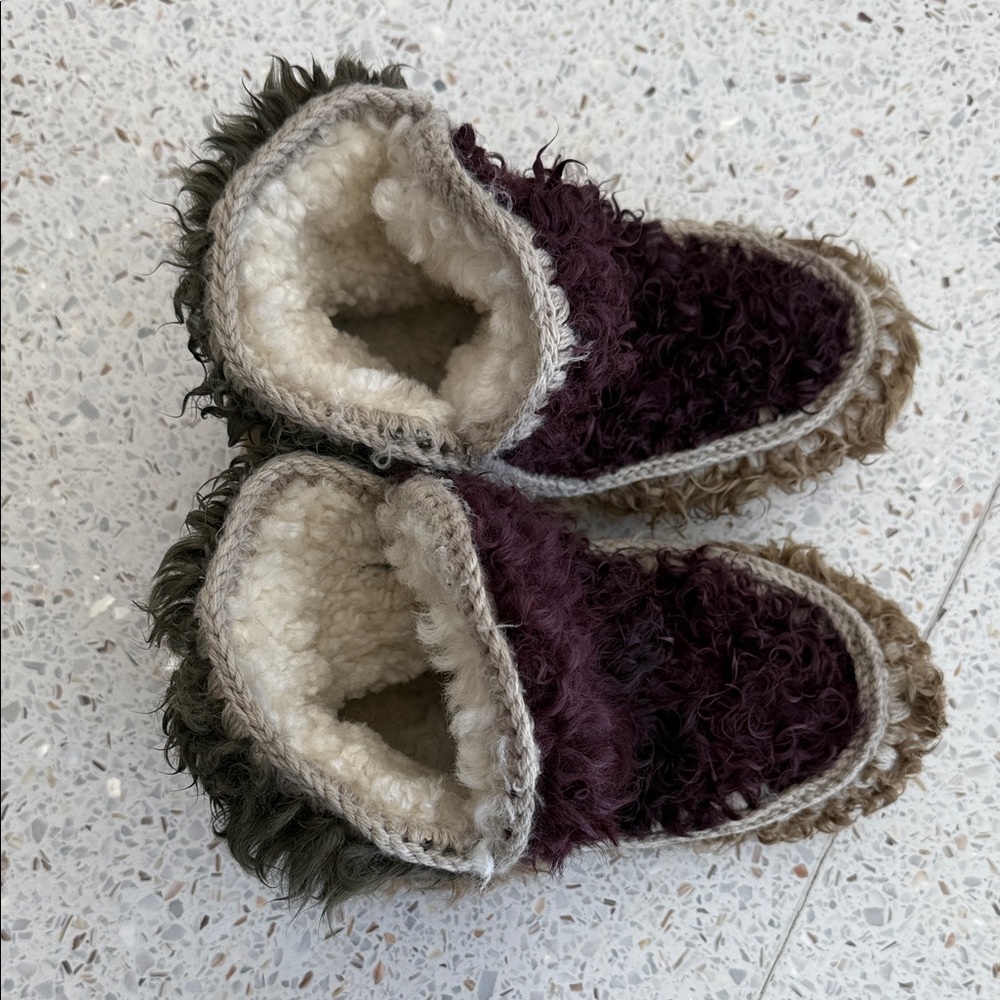 Mou Purple Kaki and Tan Fuzzy Boots - Picture 8 of 8
